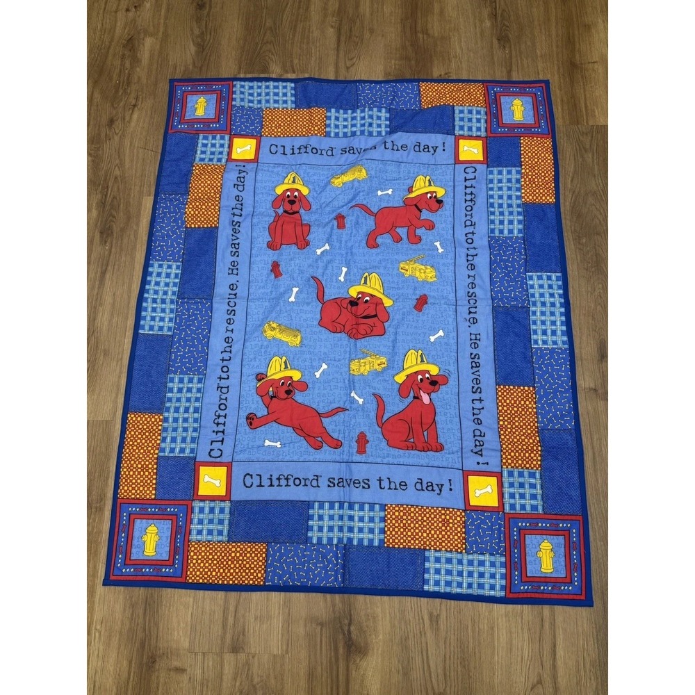 Blue Clifford The Big Red Dog Handmade Quilt Blanket Throw 43x35 Firefighter